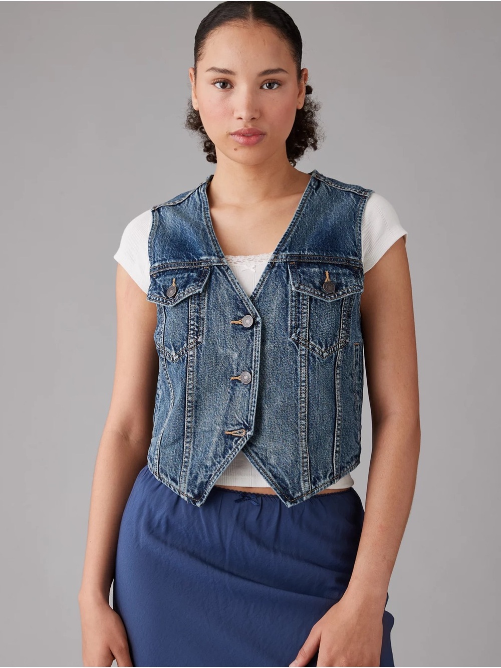 NWT AE BF Denim Vest